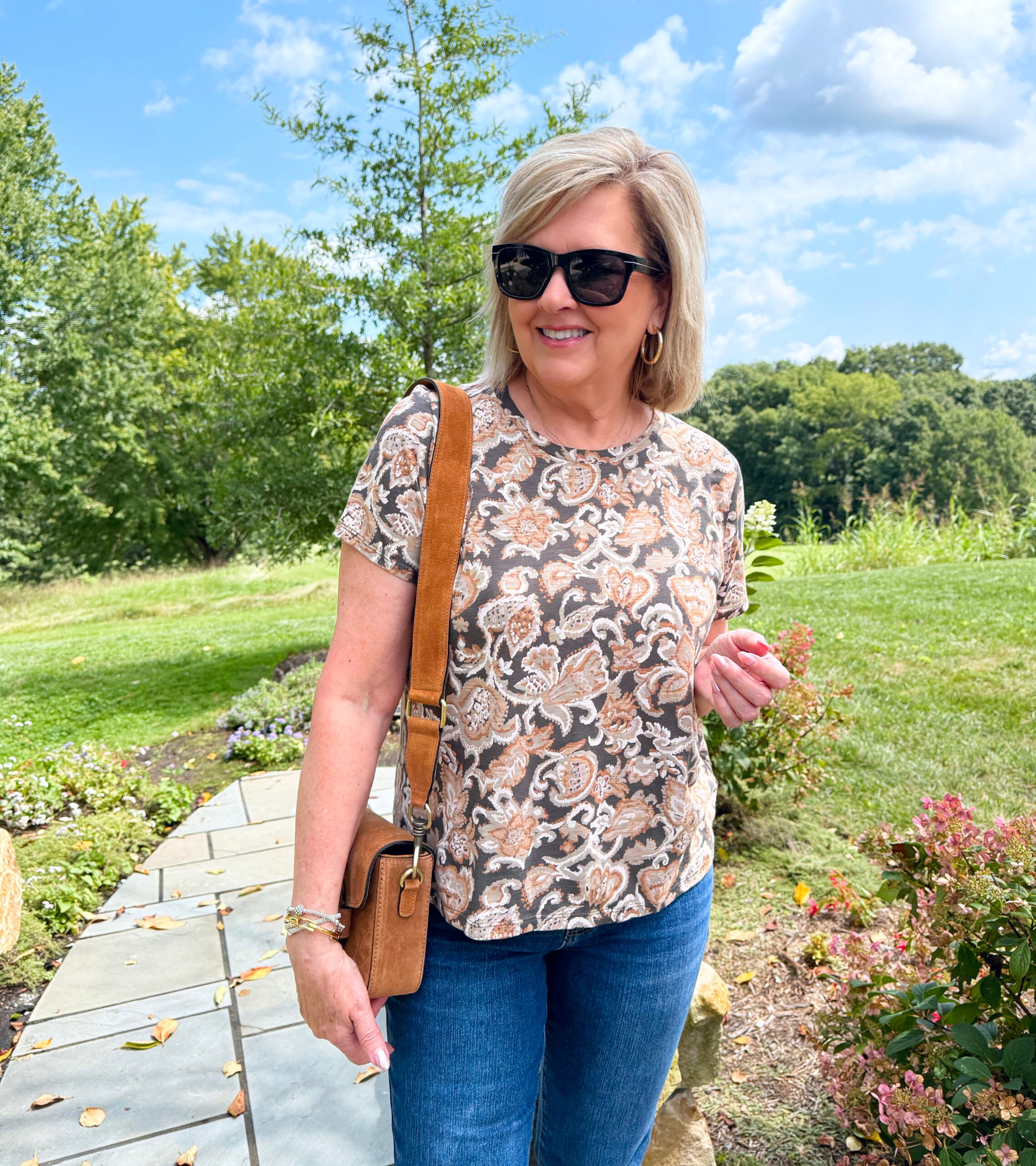 Tania Stephens wearing a short sleeve t-shirt from Nordstrom Rack