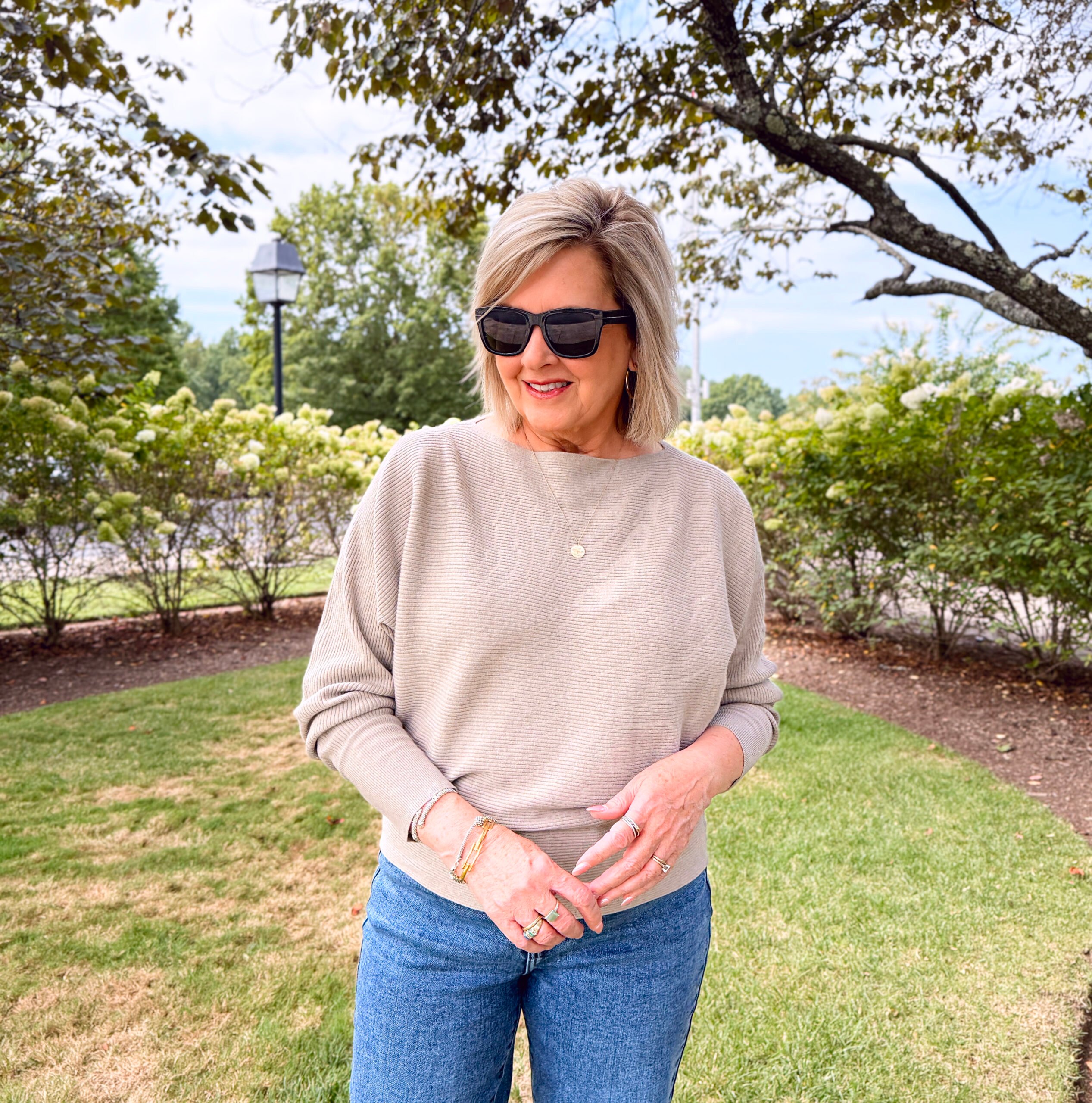 Tania Stephens wearing a lightweight sweater from Kohl's