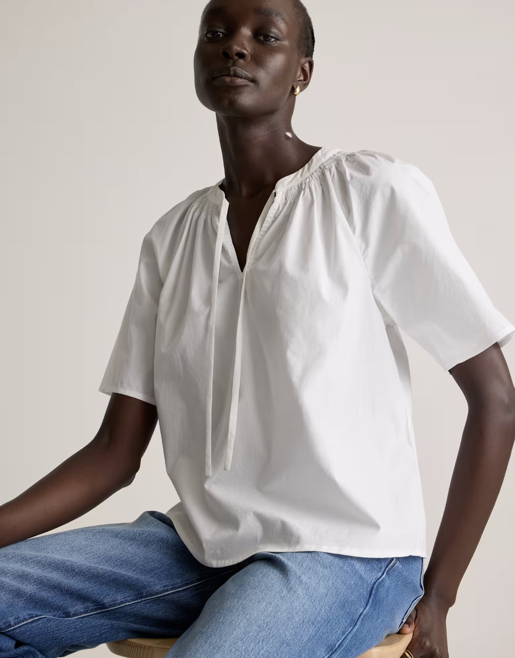 From Brunch to Travel: Poplin Tops That Work for Everything tania stephens 50 is not old fashion blogger  white