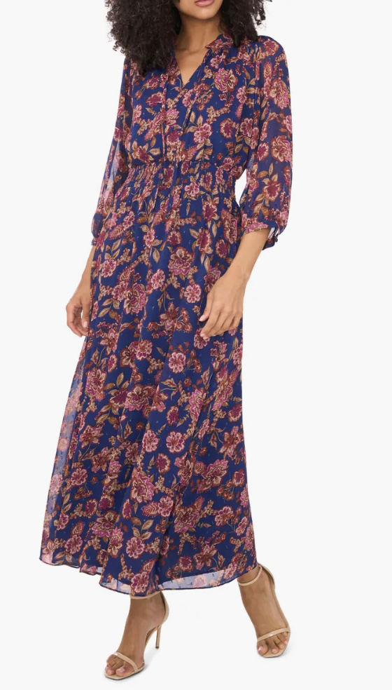 Vince Camuto Metallic Floral Maxi Dress Fall Fashion 2025
