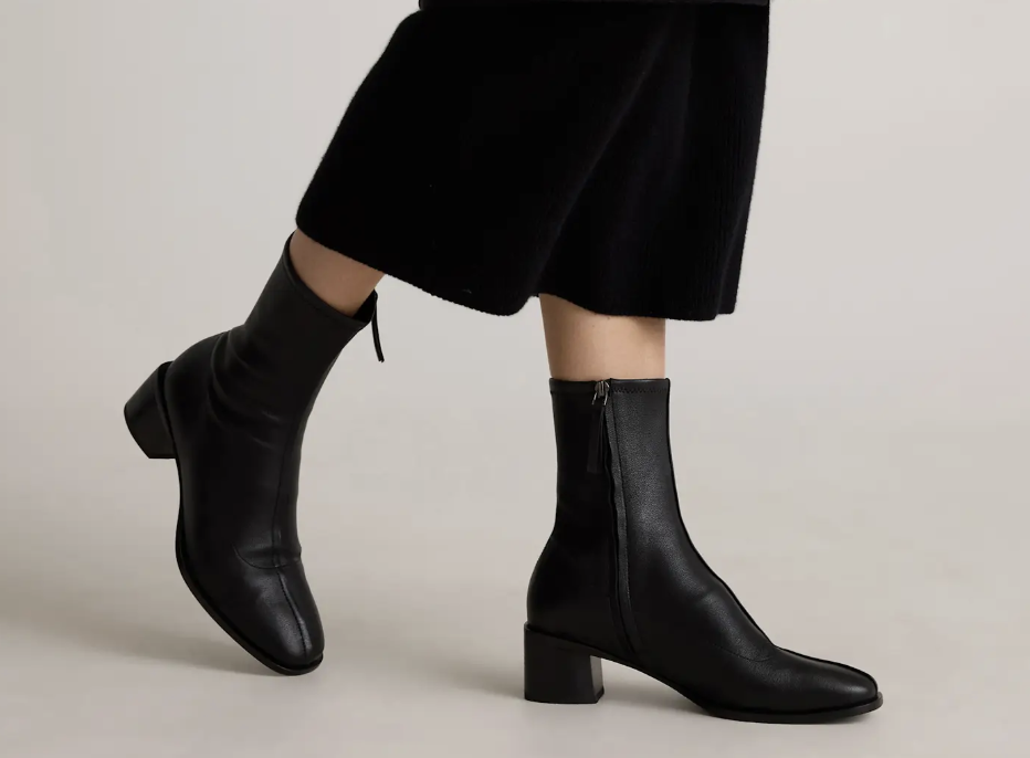Step Into Fall With the Best Booties for Women Over 50 tania stephens 50 is not old fashion blogger  quince sock bootie