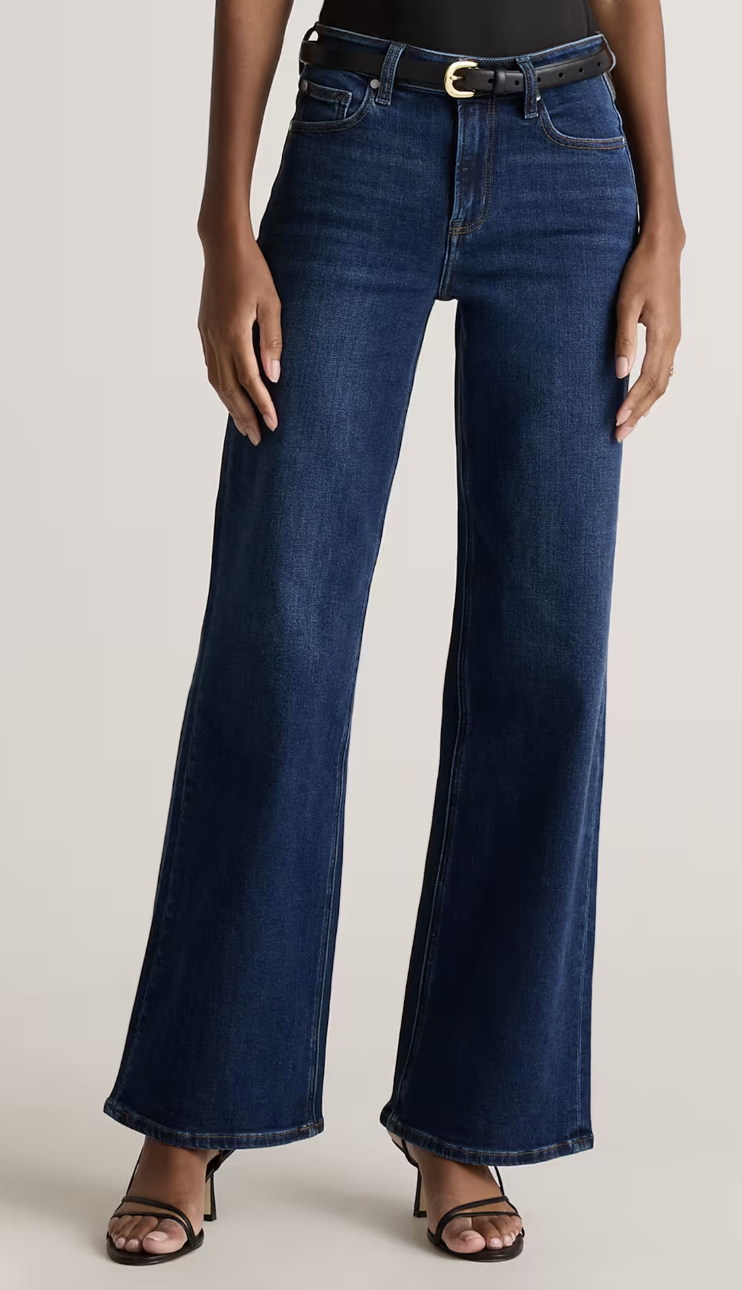 Best Dark Wash Jeans Every Woman Should Own tania stephens 50 is not old fashion blogger  high rise wide leg jeans