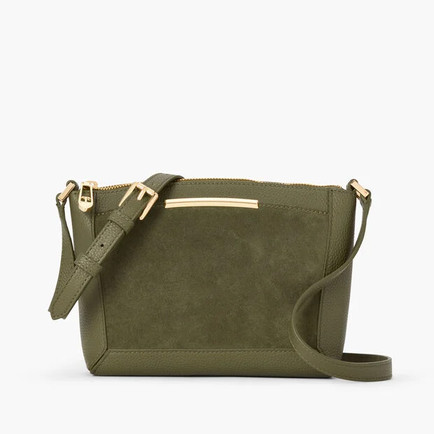 Talbots Suede Trim Pebble Leather Crossbody Bag