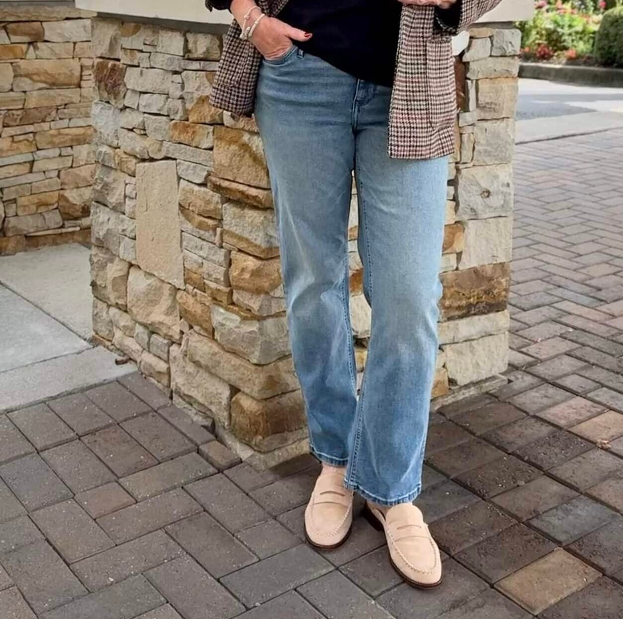 Tania wearing straight leg jeans from Kohl's