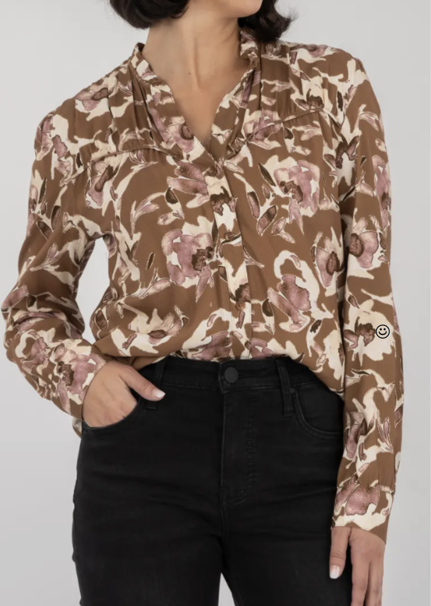 KUT from the Kloth Floral Piped Yoke Button-Up Shirt, Fall 2025 Clothing from Nordstrom