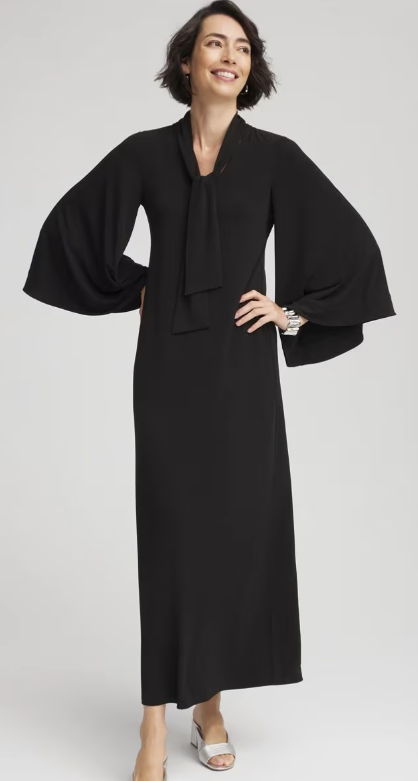 Effortless Fall Style: Maxi Dresses  tania stephens 50 is not old fashion blogger tie front black 