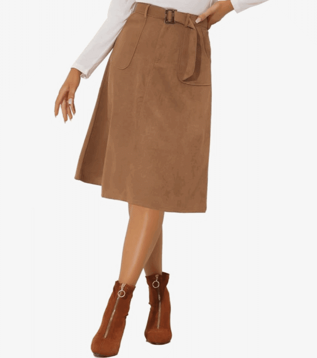 SUEDE KNEE LENGTH SKIRT WOMEN OVER 50