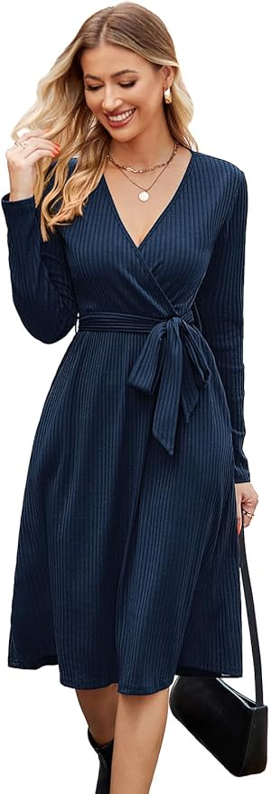 Stylish & Comfortable Fall Dresses for Women Over 50 from Amazon 50 is not old fashion blogger tania stephens wrap dress