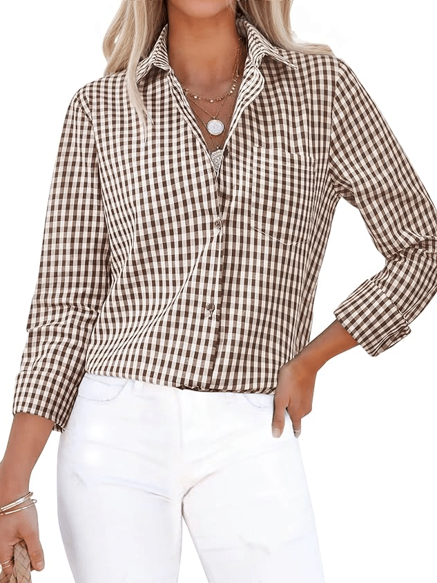 PLAID GINGHAM BUTTON DOWN SHIRT AMAZON