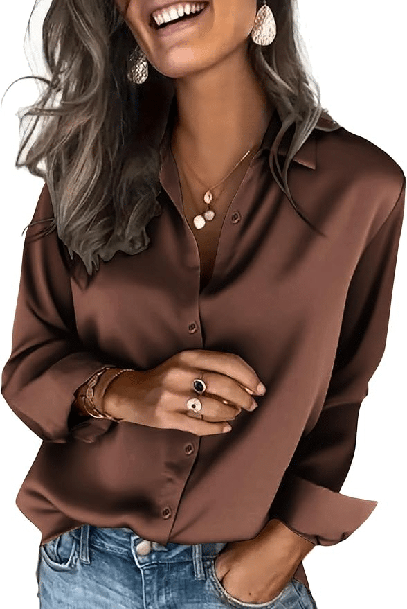 Satin Silk Button Down For Fall 2025 Women over 50