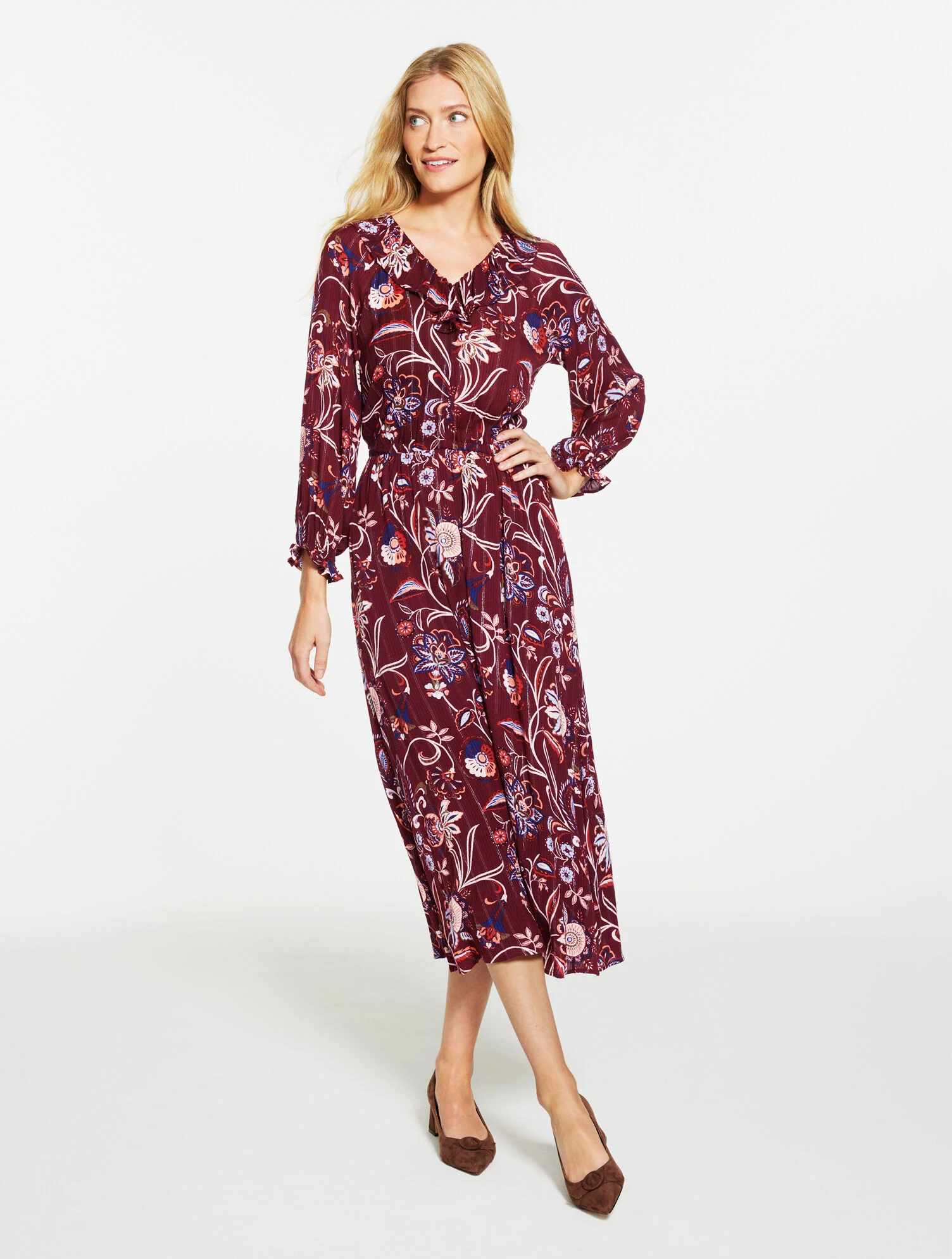 The Best Dress Colors to Wear in Fall 2025 tania stephens 50 is not old fashion blogger  ruffle neck