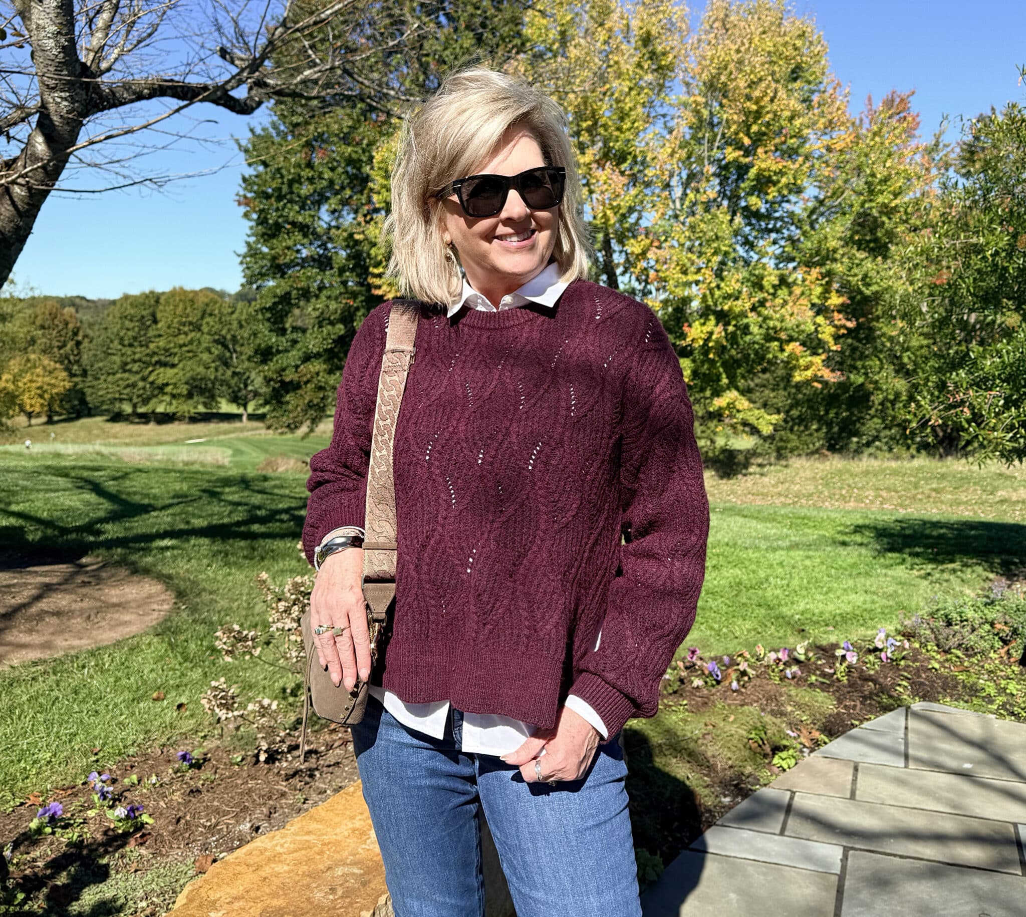 A wine Pointelle sweater from Nordstrom Rack