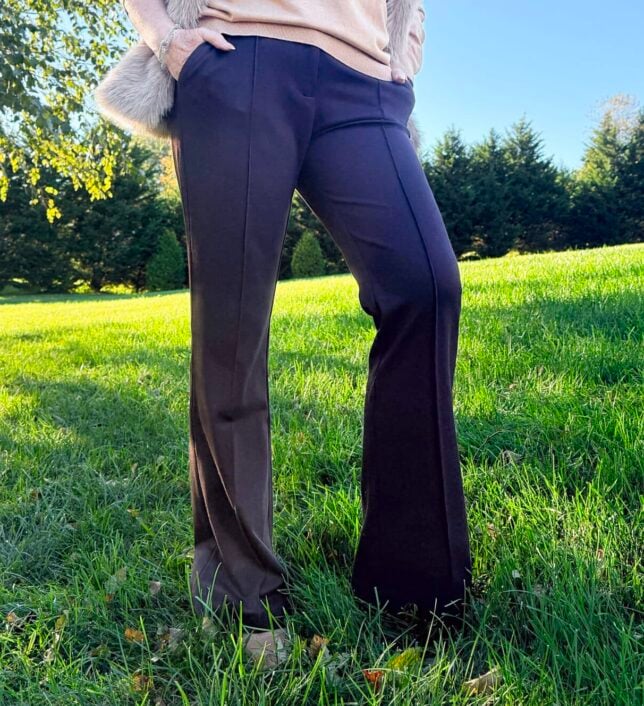 Tania wearing Kohl's Brown pintucked pants