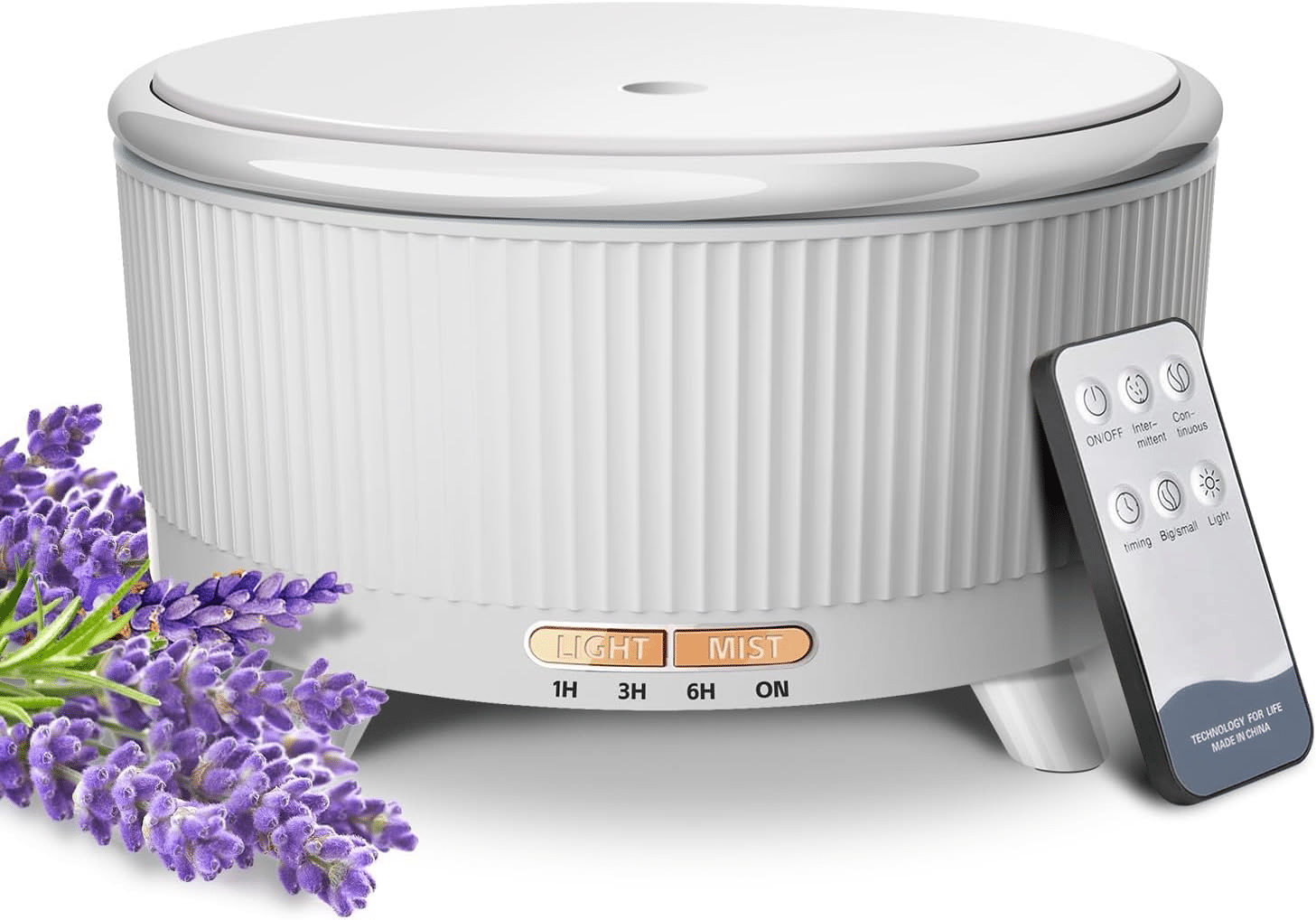 White minimalist essential oil diffuser adding soothing fragrance for cozy home nights.