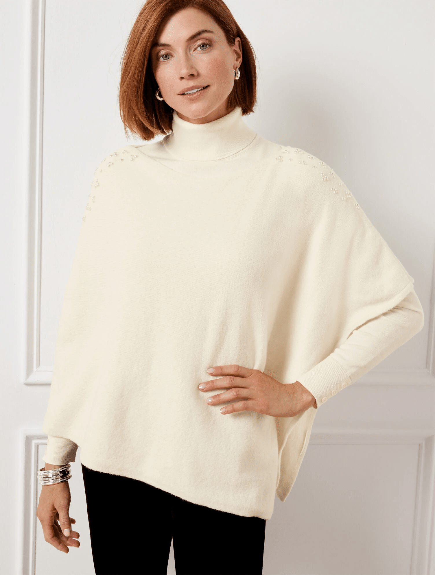 Ponchos and Wraps That Make Every Fall Outfit Feel Instantly Stylish 50 is not old tania stephens fashion blogger pearl embellished