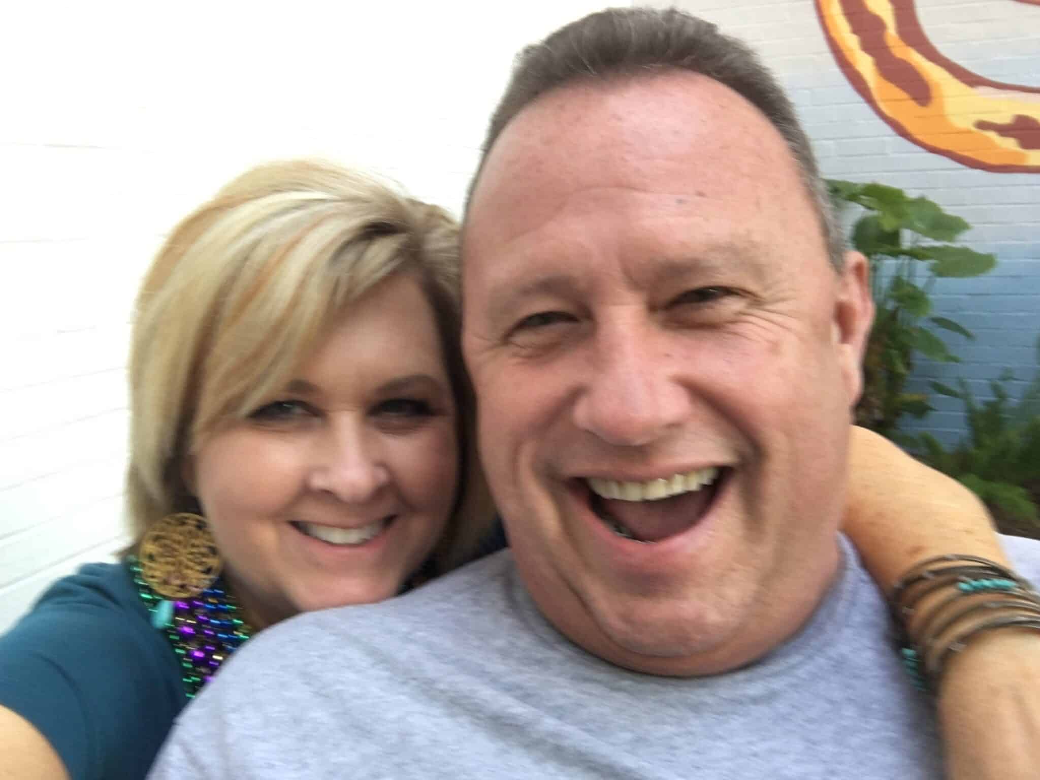 Tania and Joe in New Orleans at a parade