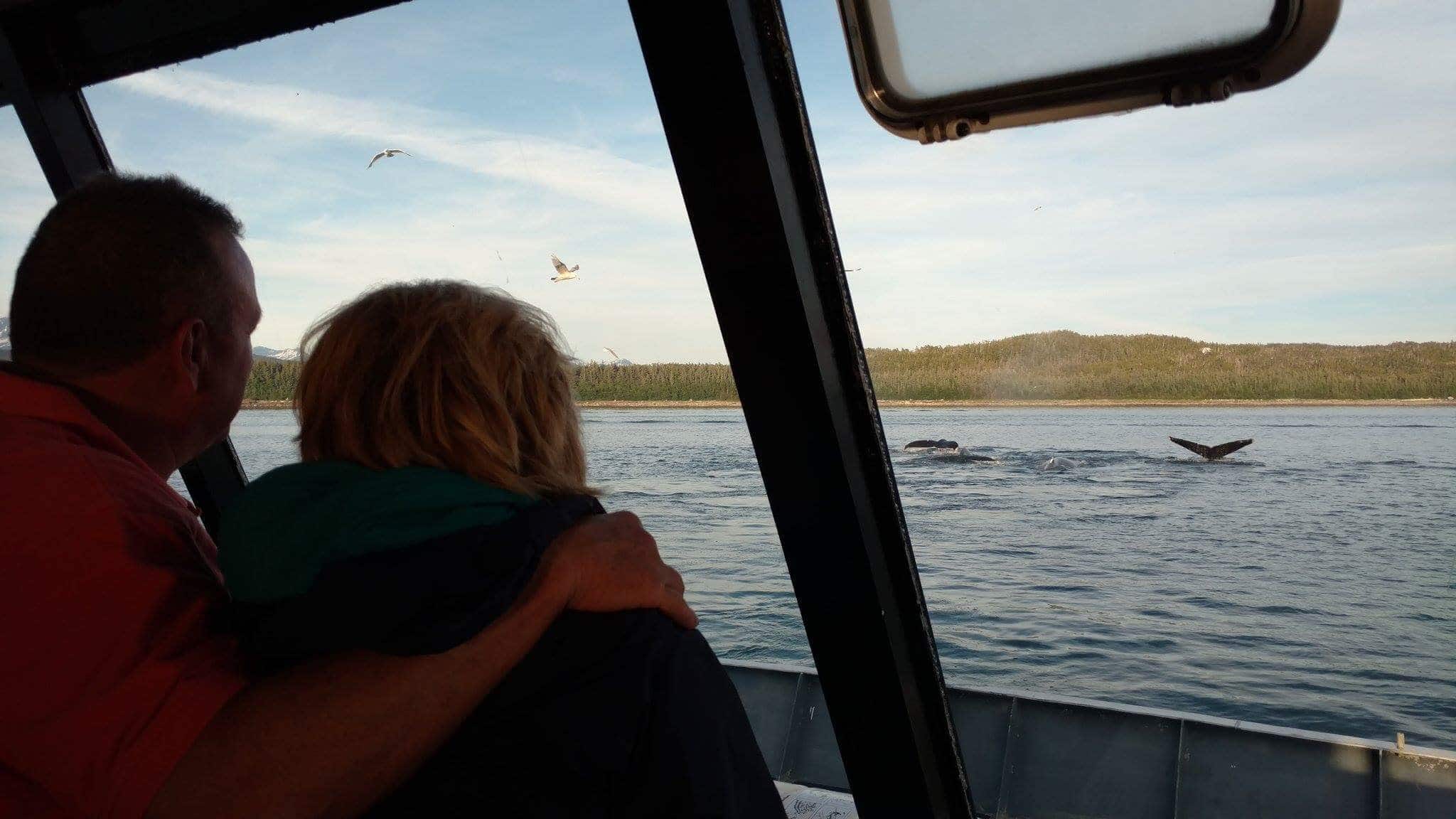 Joe and Tania on a whale watching trip