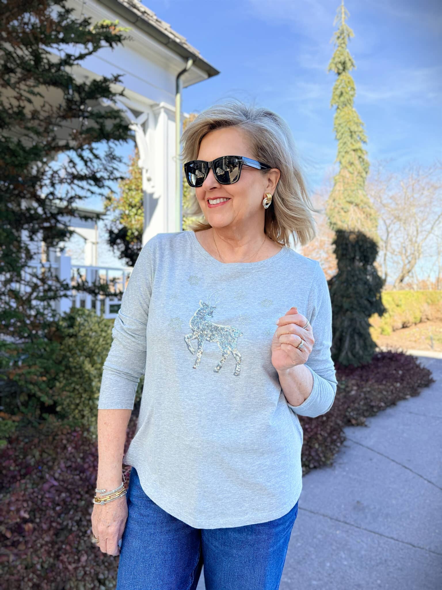 Tania is a deer sequin tee from Talbots