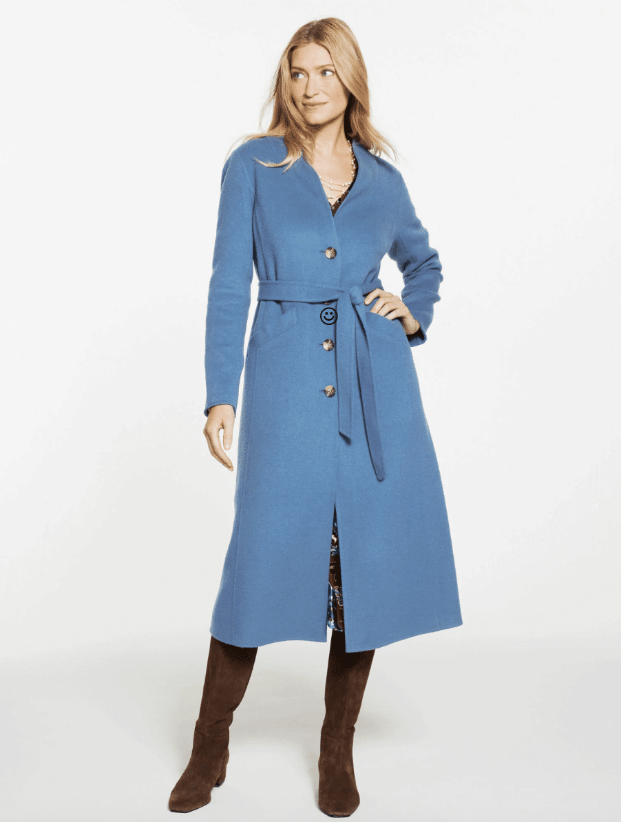 How to Style Blue for the Holidays for Women over 50 tania stephens 50 is not old fashion blogger wool coat
