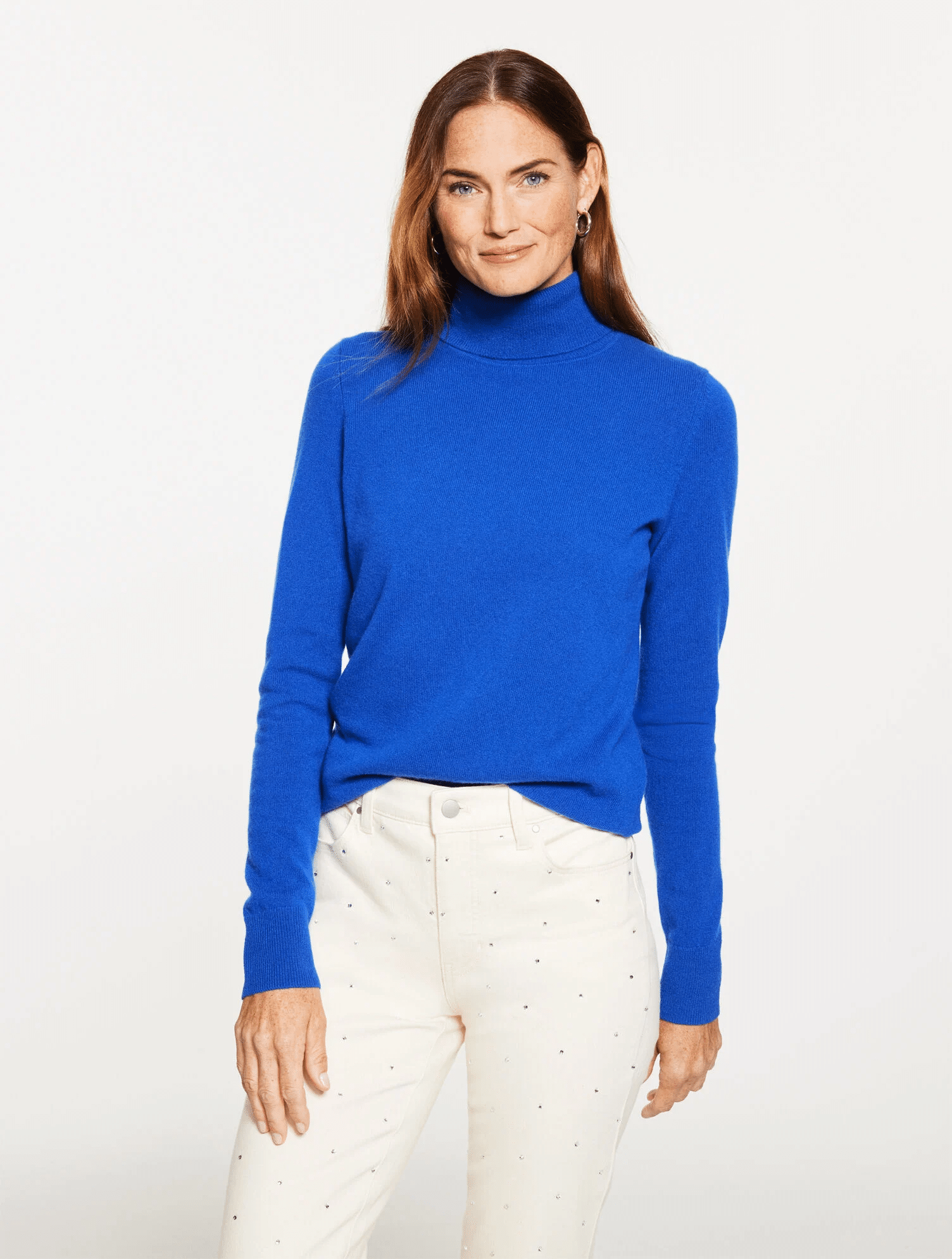 How to Style Blue for the Holidays for Women over 50 tania stephens 50 is not old fashion blogger blue cashmere turtleneck