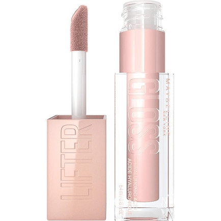 Maybelline Lifter Gloss in Ice, a pink neutral hydrating lip gloss with hyaluronic acid.
