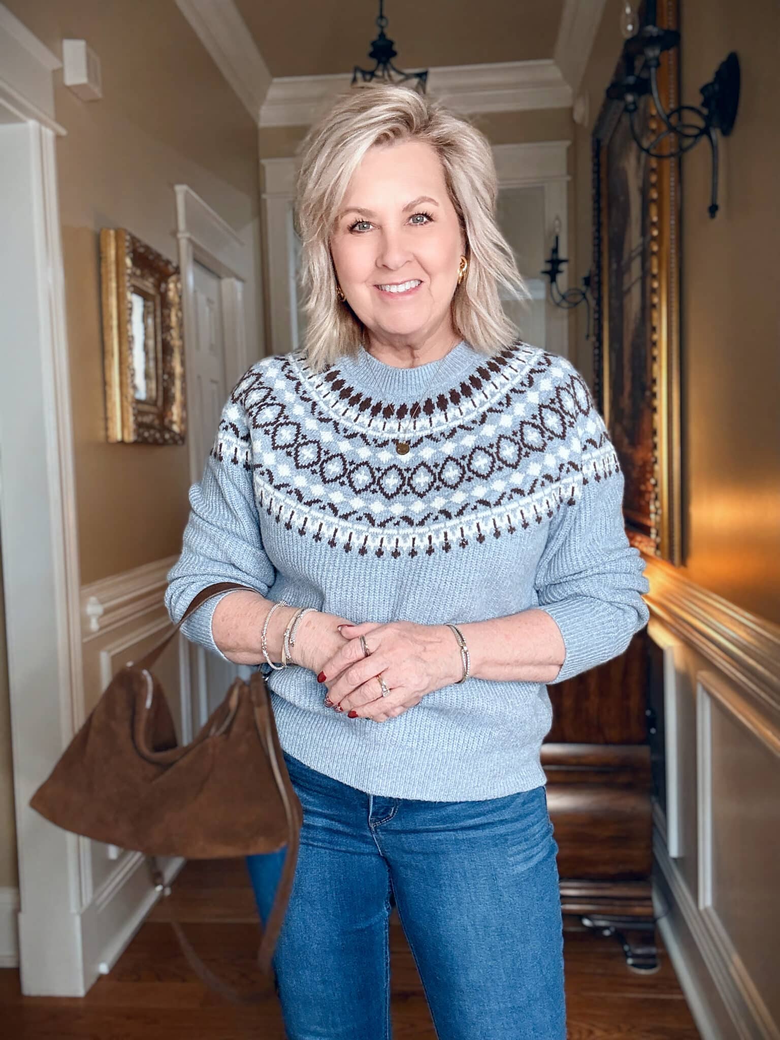 Blue and brown Fair Isle sweater from Loft