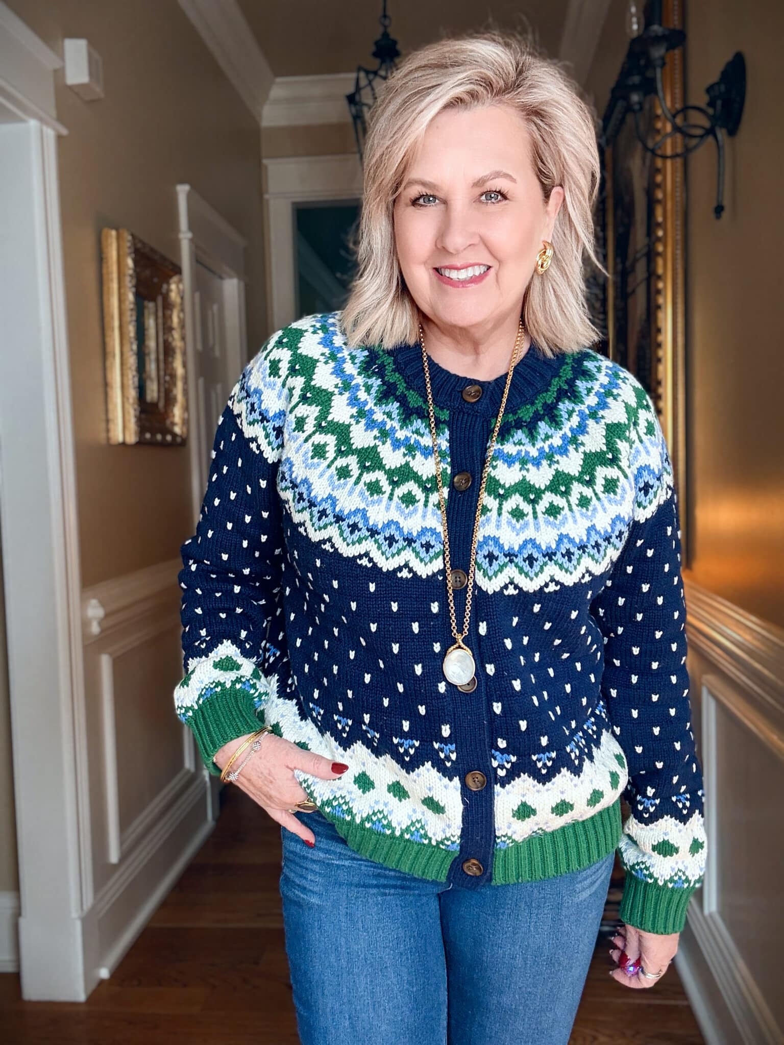 Lands' End Fair Isle Cardigan Sweater