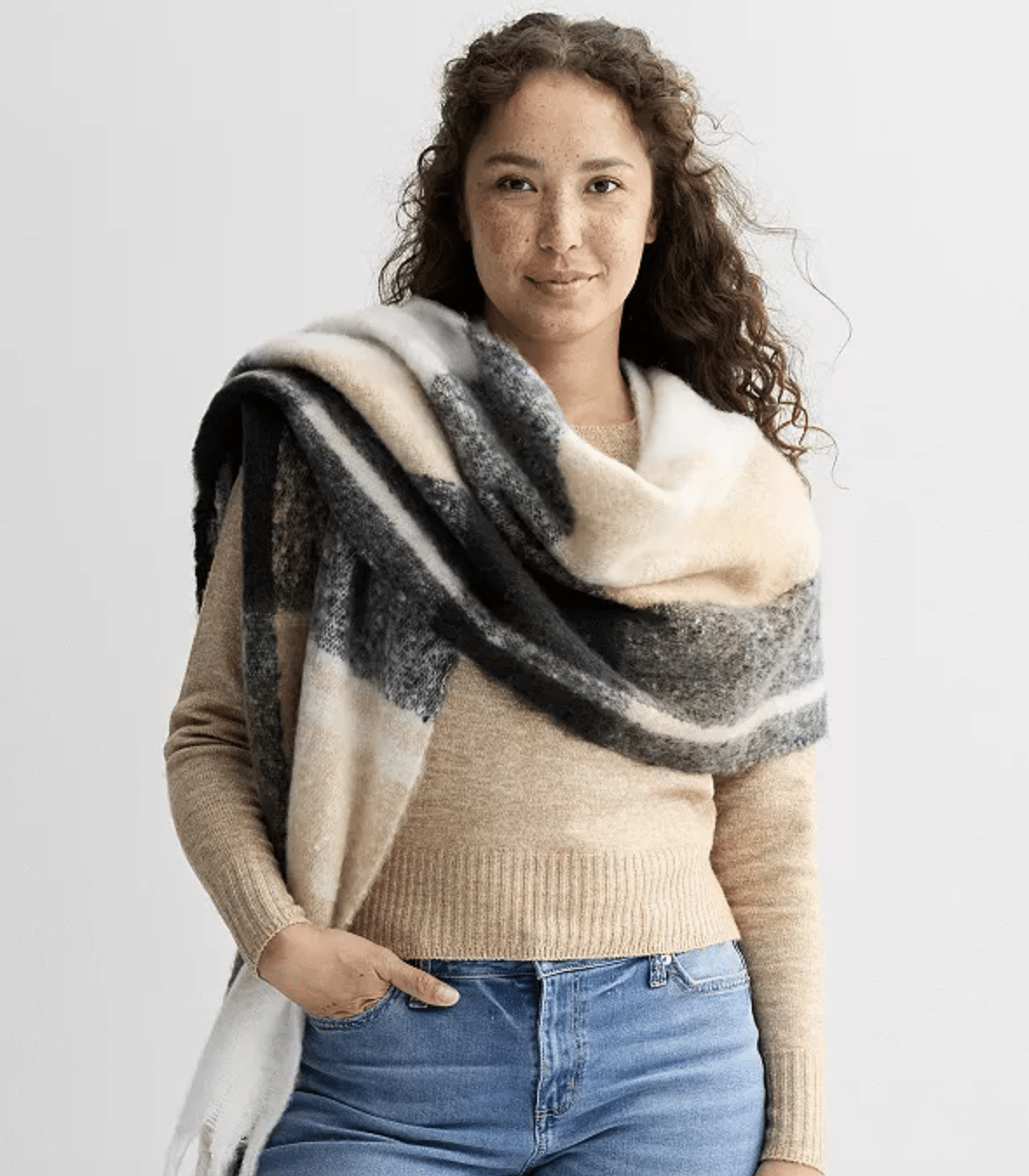 Affordable Winter Finds from Kohl's 50 is not old fashion blogger tania stephens  plaid scarf