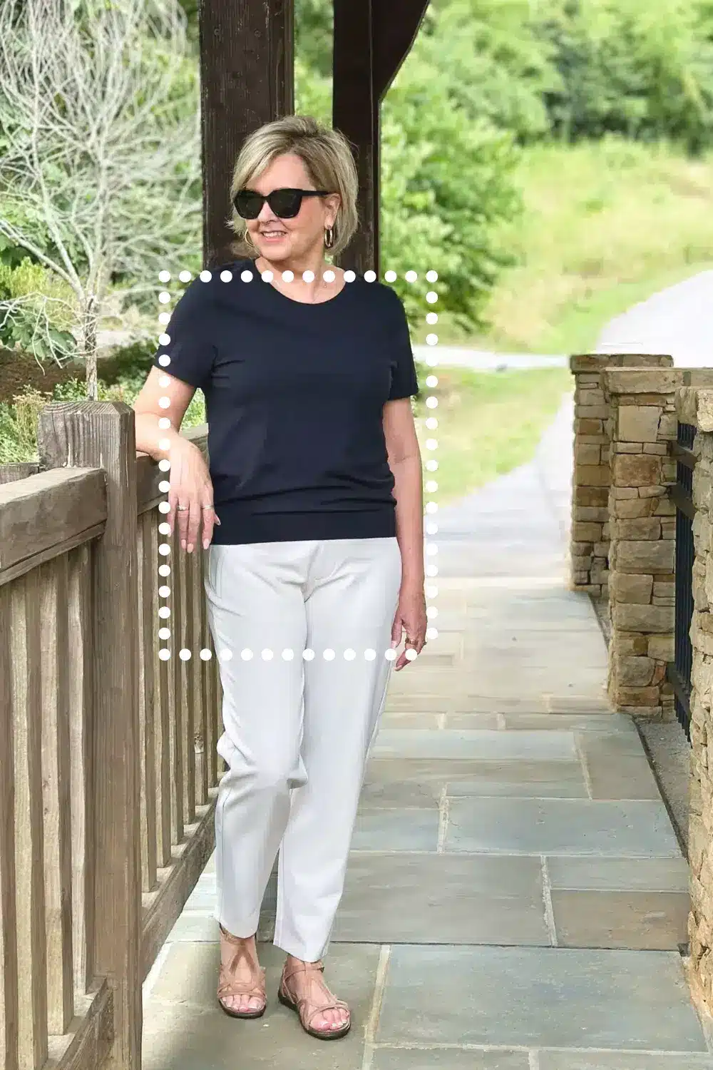 Tania showing she is a rectangle body shape.