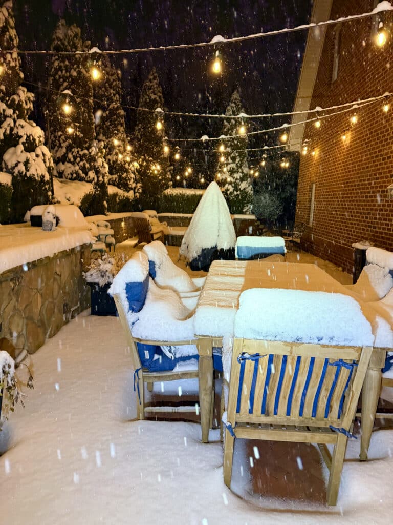 Snow covered patio