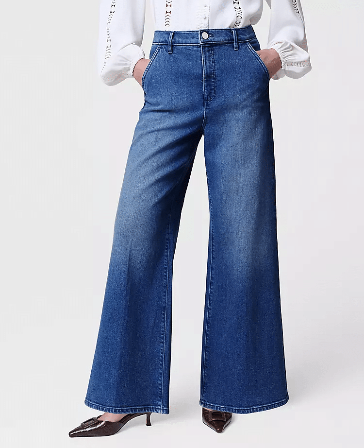 Best Wide-Leg Jeans for Women Over 50 in 2026 tania stephens 50 is not old fashion blogger ann taylor