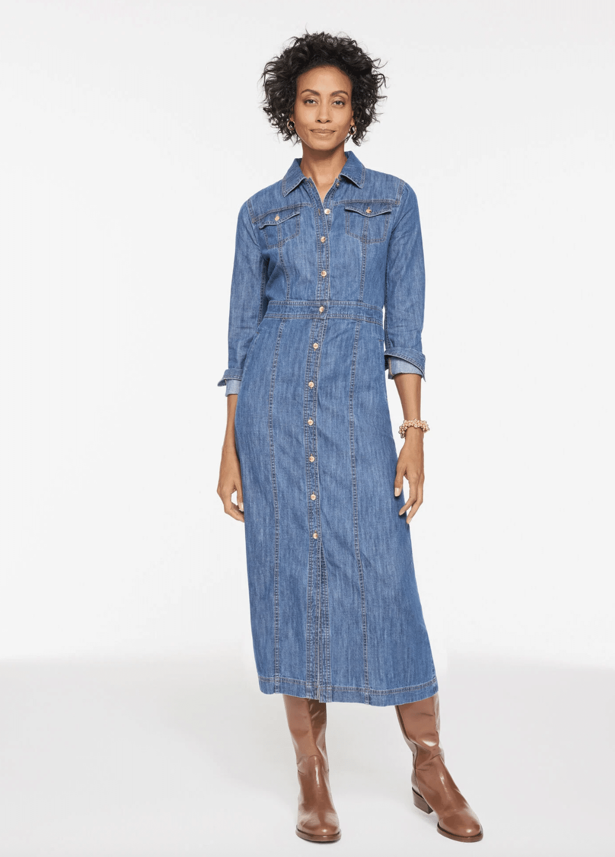 Winter Dresses That Are Warm and Flattering 50 is not old tania stephens fashion blogger Talbots Denim