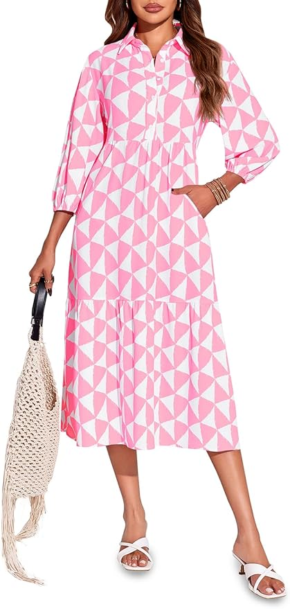 Long Sleeve Boho Midi Dress, amazon