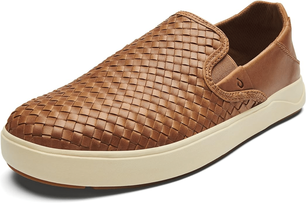 Men's Woven Leather Slip On Sneaker Shoes