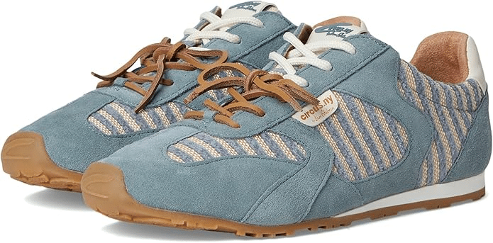 Slim retro runner sneakers styled with casual outfit