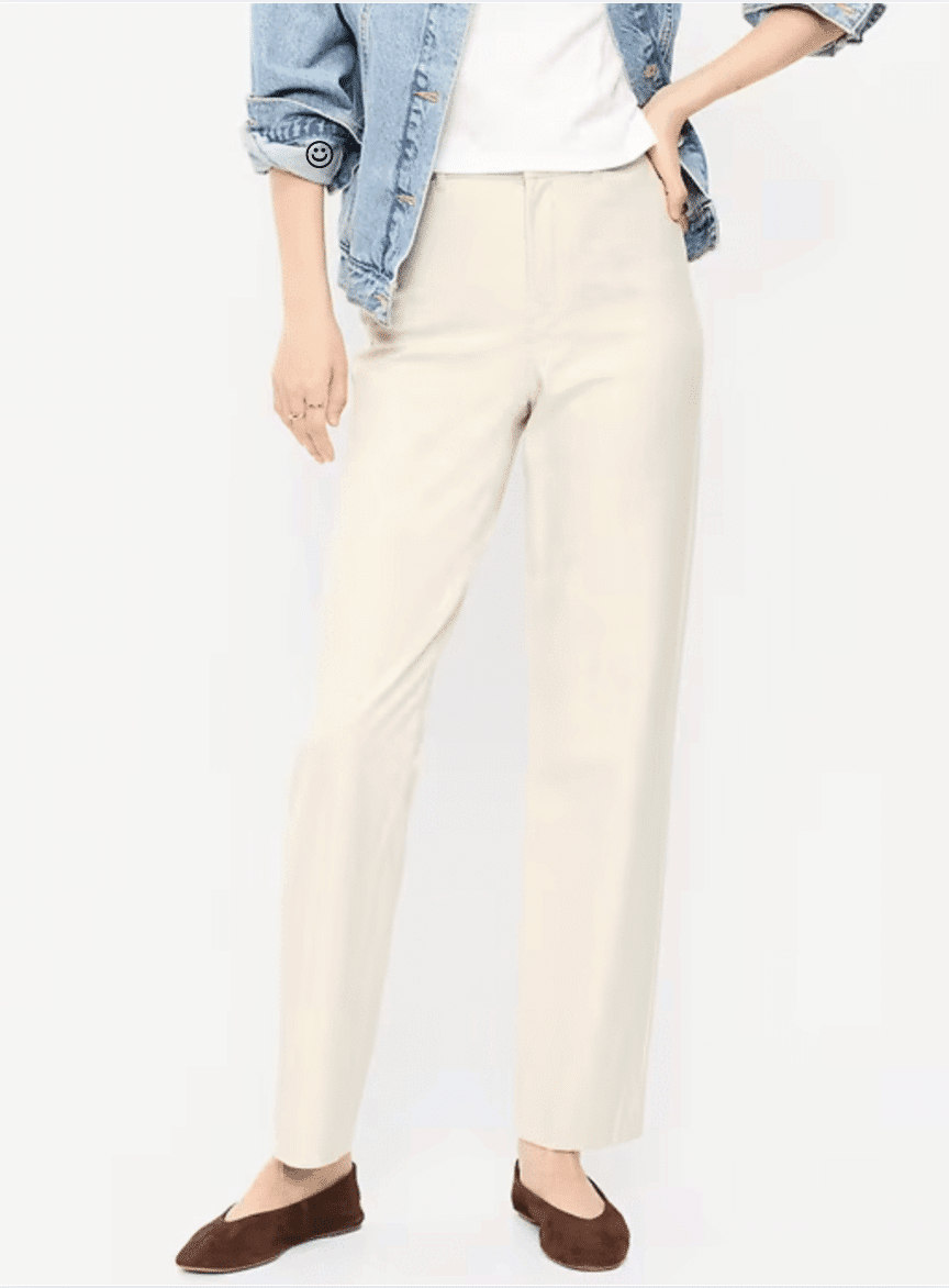 High-rise off-white pants with easy everyday fit