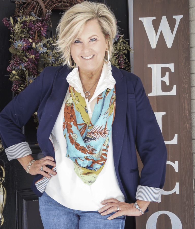 Tania wearing a vintage scarf