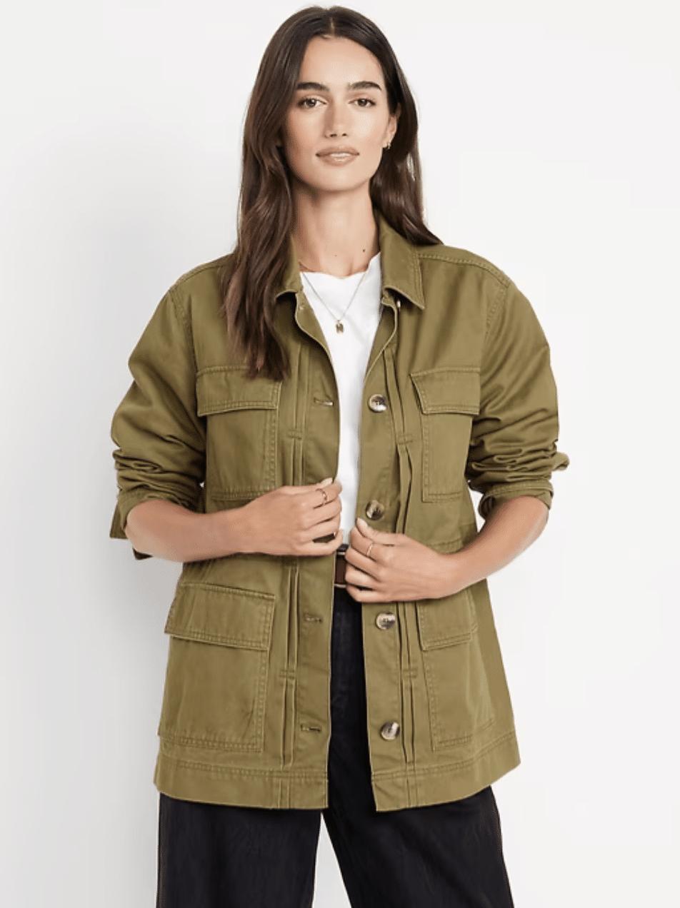 Lightweight utility jacket styled with denim
