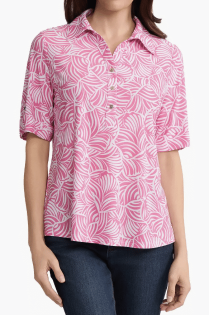 Jones New York Roll Tab Cuff Polo