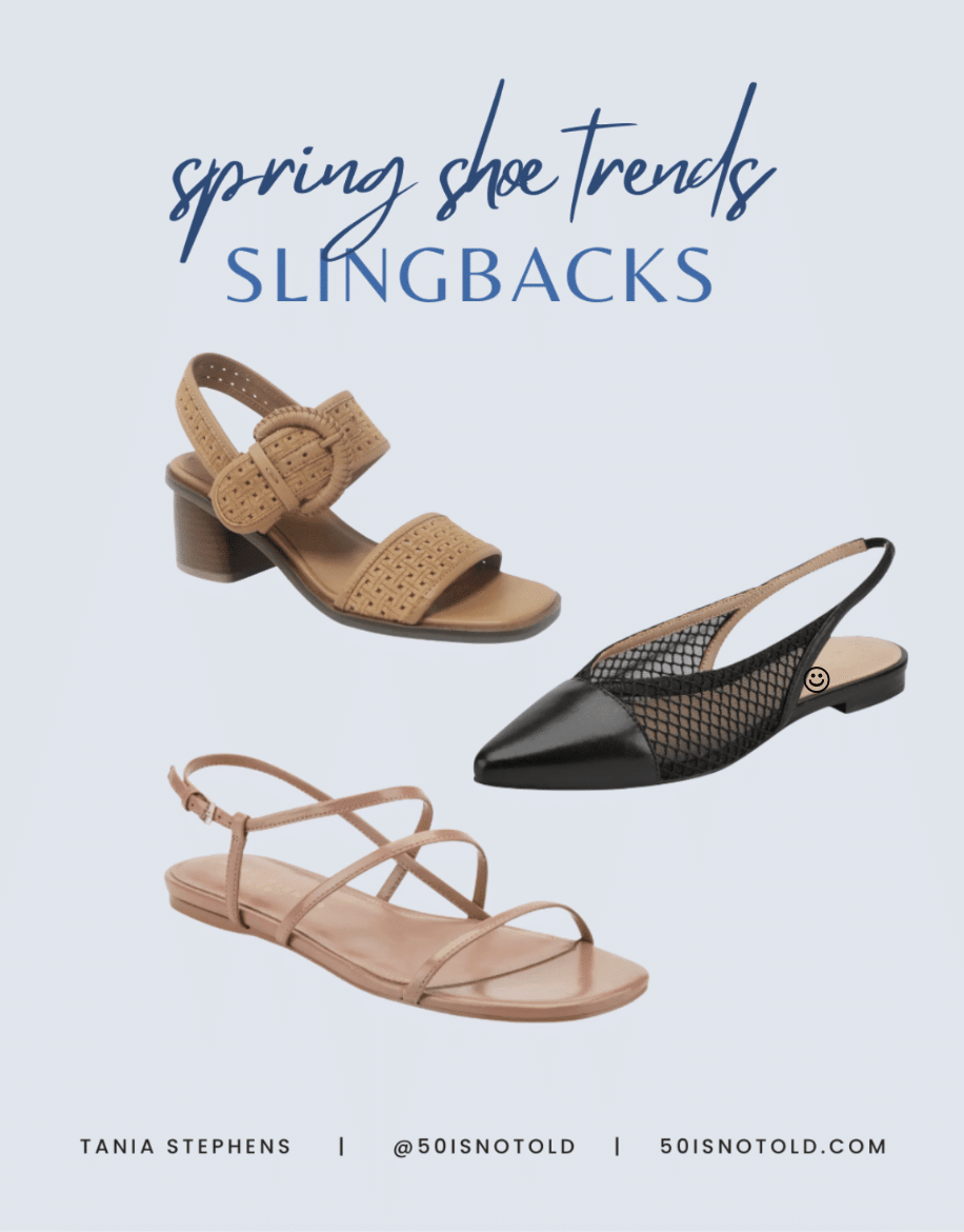 SPRING SUMMER 2026 FASHION TRENDS WOMEN OVER 50 SLINGBACK SANDALS FLATS