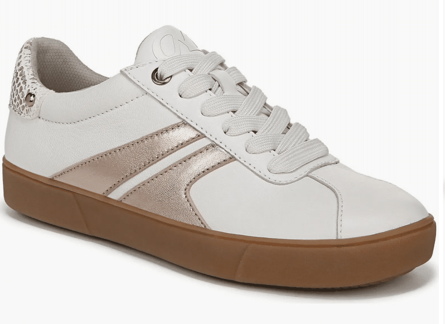 white and gold sneaker from naturalizer