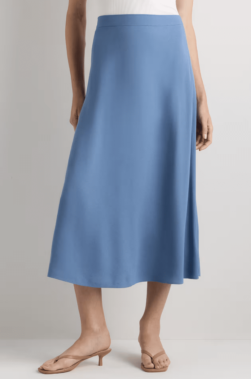 blue crepe slip skirt