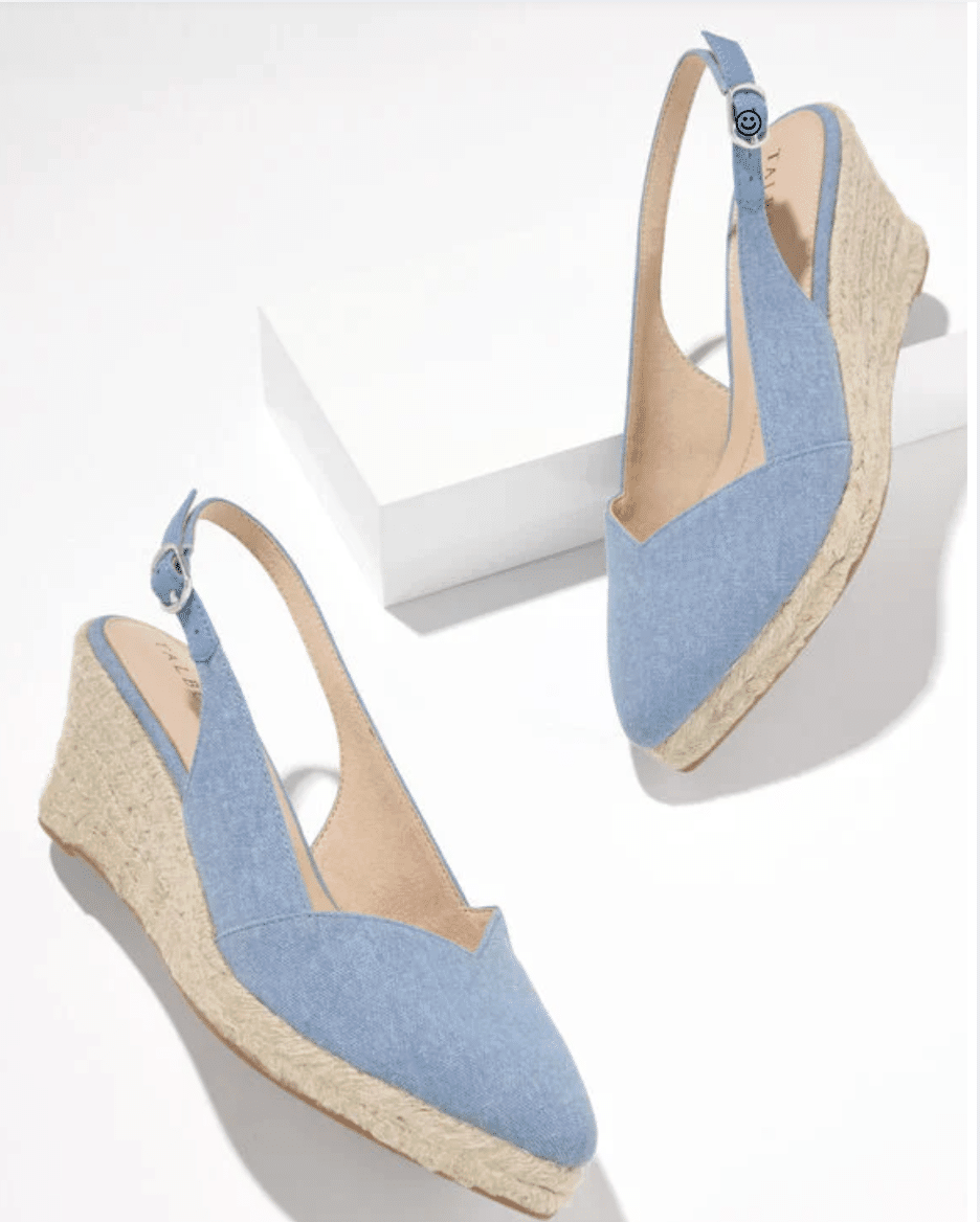 light blue slingback espadrille wedges