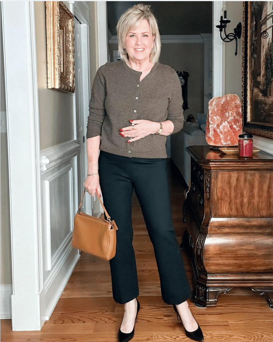 Over 50 Fashion Blogger, Tania Stephens is wearing the SPANX Perfect Pant Cropped Kick Flare