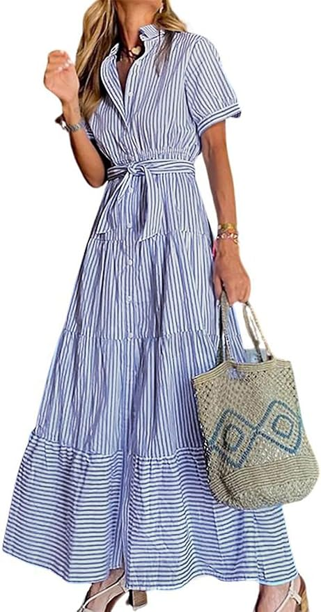 Striped Maxi Shirt Dress AMAZON FASHION FINDS