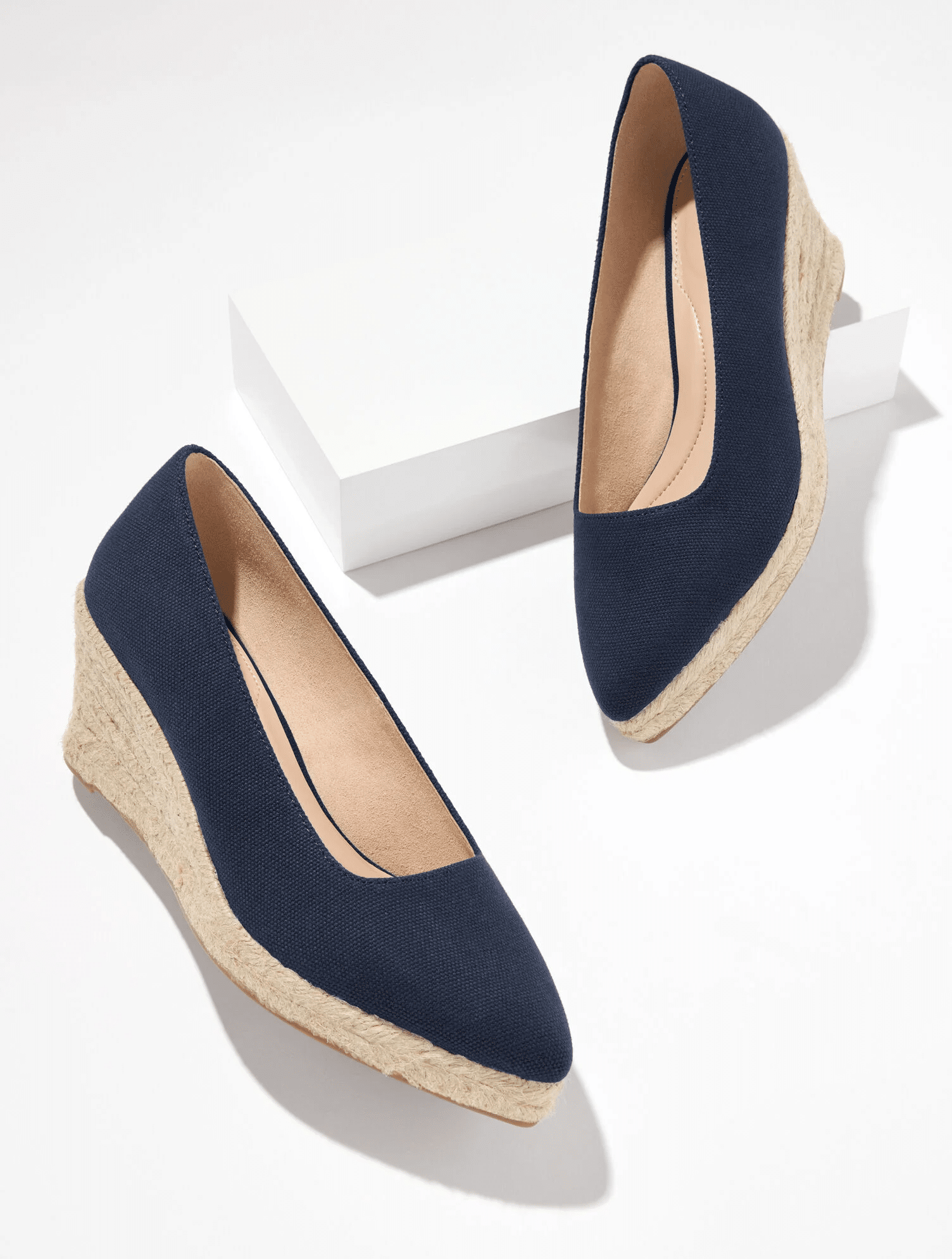 navy espadrille wedges