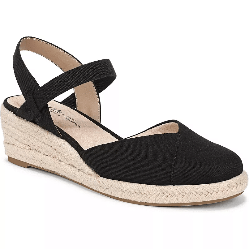 lifestride black espadrilles with slight wedge