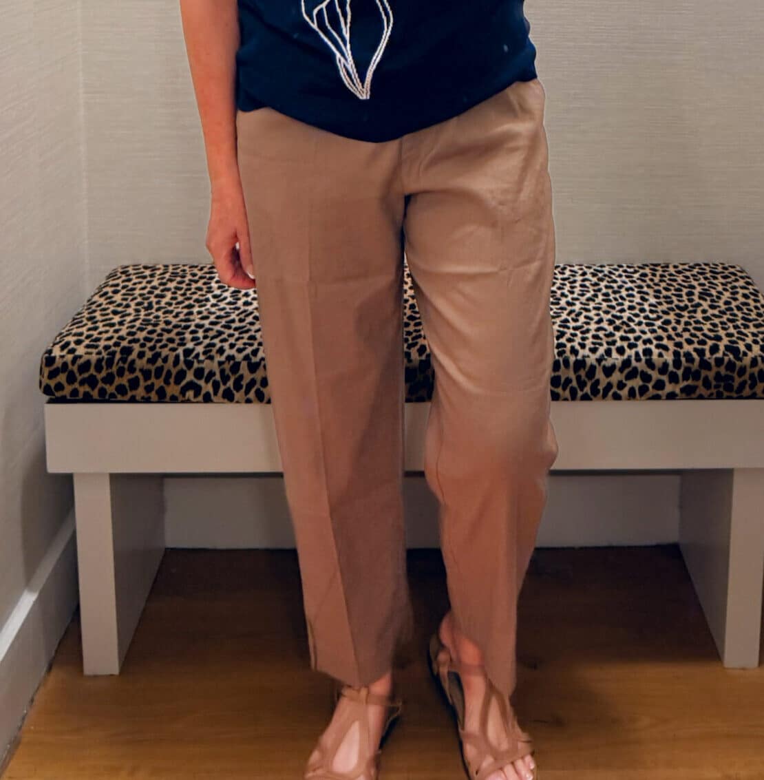 Tania wearing a Chico's brown pants