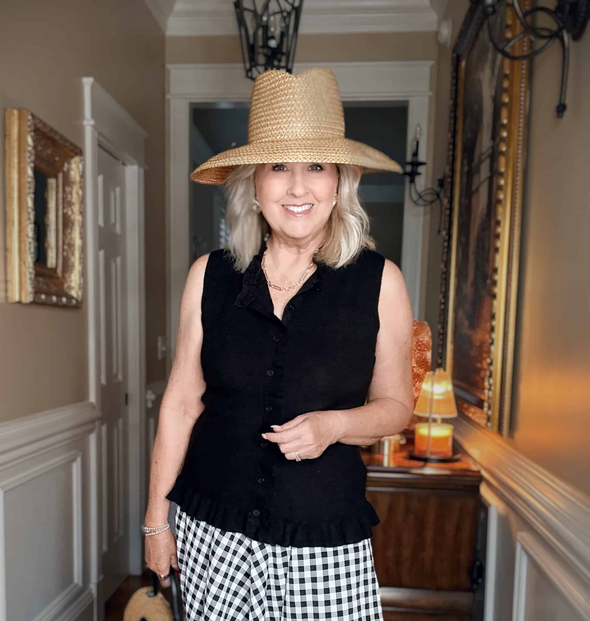 Tania wearing a Eric Javitz straw hat