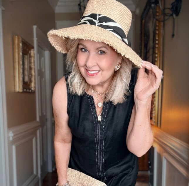 Tania wearing a straw hat from Tommy Bahama